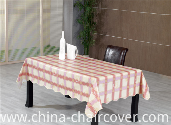 White Round Tablecloth PVC Printed Design Tablecloth with Nonwoven Backing